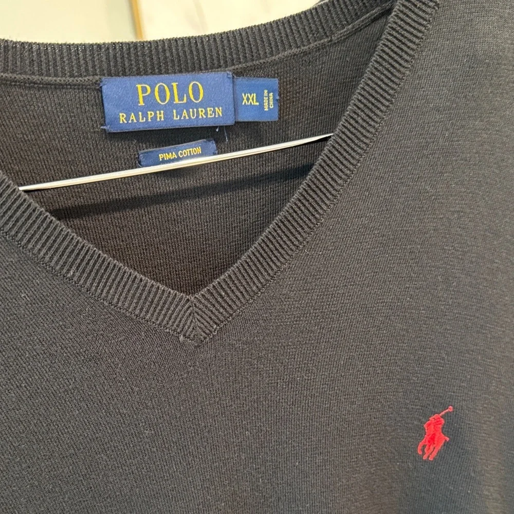 Polo by Ralph Lauren Black V-Neck Sweater Vest with Red Pony